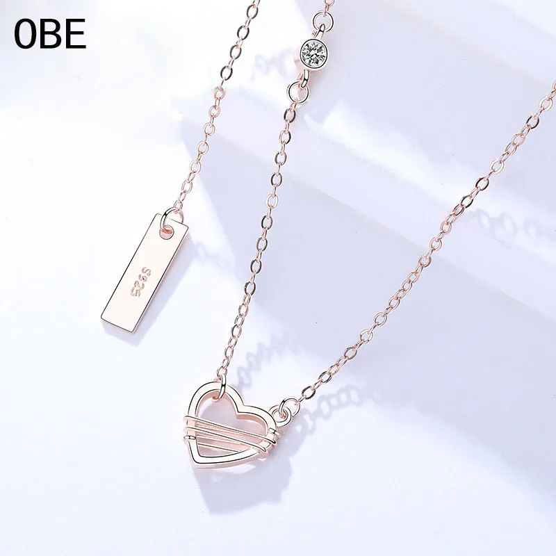 Новое поступление, модные ювелирные изделия из серебра 925 пробы в форме сердца, ожерелье из Южной Кореи