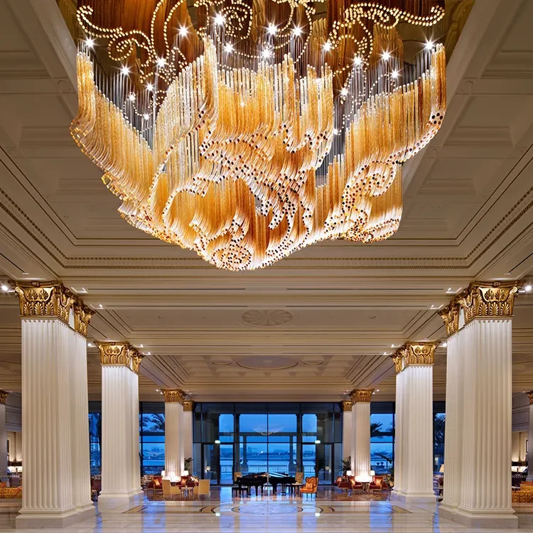 ECOJAS profession customize Hotel Chandelier For Sale Contemporary Glass Tube Chandelier For Lobby