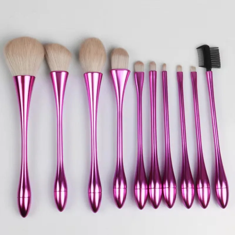 Custom Logo 10 pc Professional Vegan Small Waist Makeup Brushes Colourful Korean Cosmetics Women Make Up Brush Sets