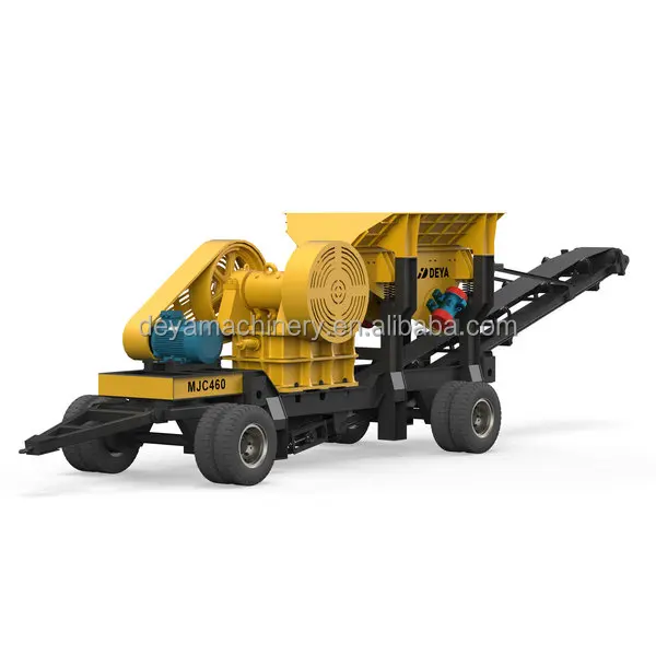 easy moving portable mobile jaw crusher with conveyor for sale