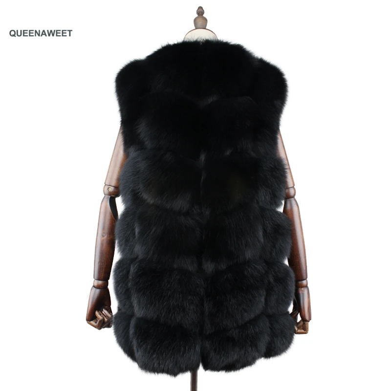 
New arrival hot sale long model natural real fox fur vests for women girls high quality 