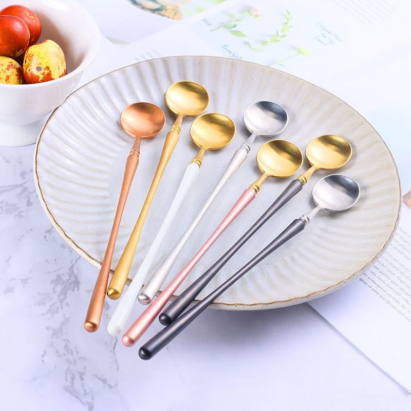 
DAOQI New Design Long Handle Stirring Spoon Stainless Steel Ice Spoon Tea Spoon Long Handle In Stock For Drinking 