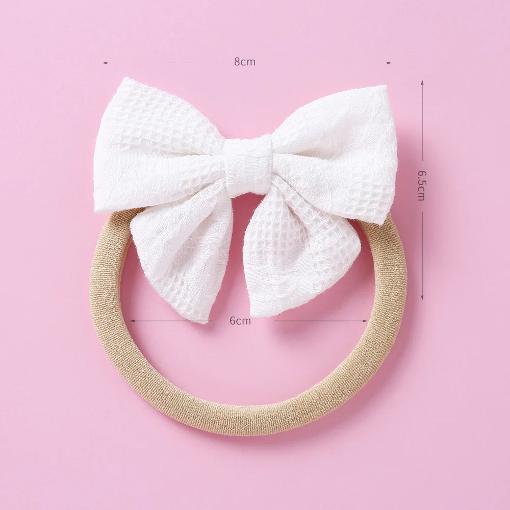 
2021 Baby Girls Nylon Headband Infant Hair Accessories Handtied Bows Toddlers Tiara bandage Ribbed Bows Hairpins for Child 
