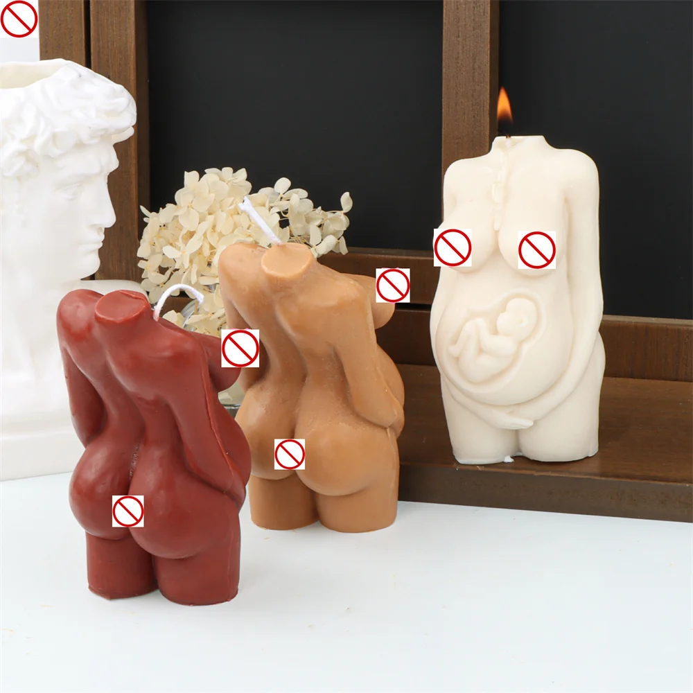 Carved Pregnant Woman Candle Molds Silicone Female Body Resin Soap Moulds Human Torso Statue Tool Gift Souvenir Holiday Decor