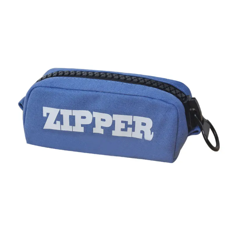 Wholesale candy color canvas pen holder bag big zipper pencil pouch school kids pencil case