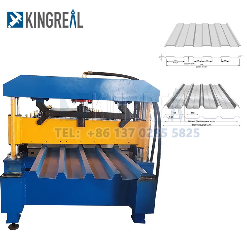 KINGREAL Trapezoid Metal Sheet Roof Tile Roll Forming Machine Corrugated Metal Roofing Panel Making Machine