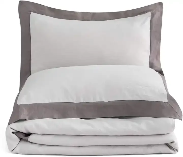 Wholesale Five Star Hotel linen bedding set flange pillowcase white color pure linen Hotel Bedding Set