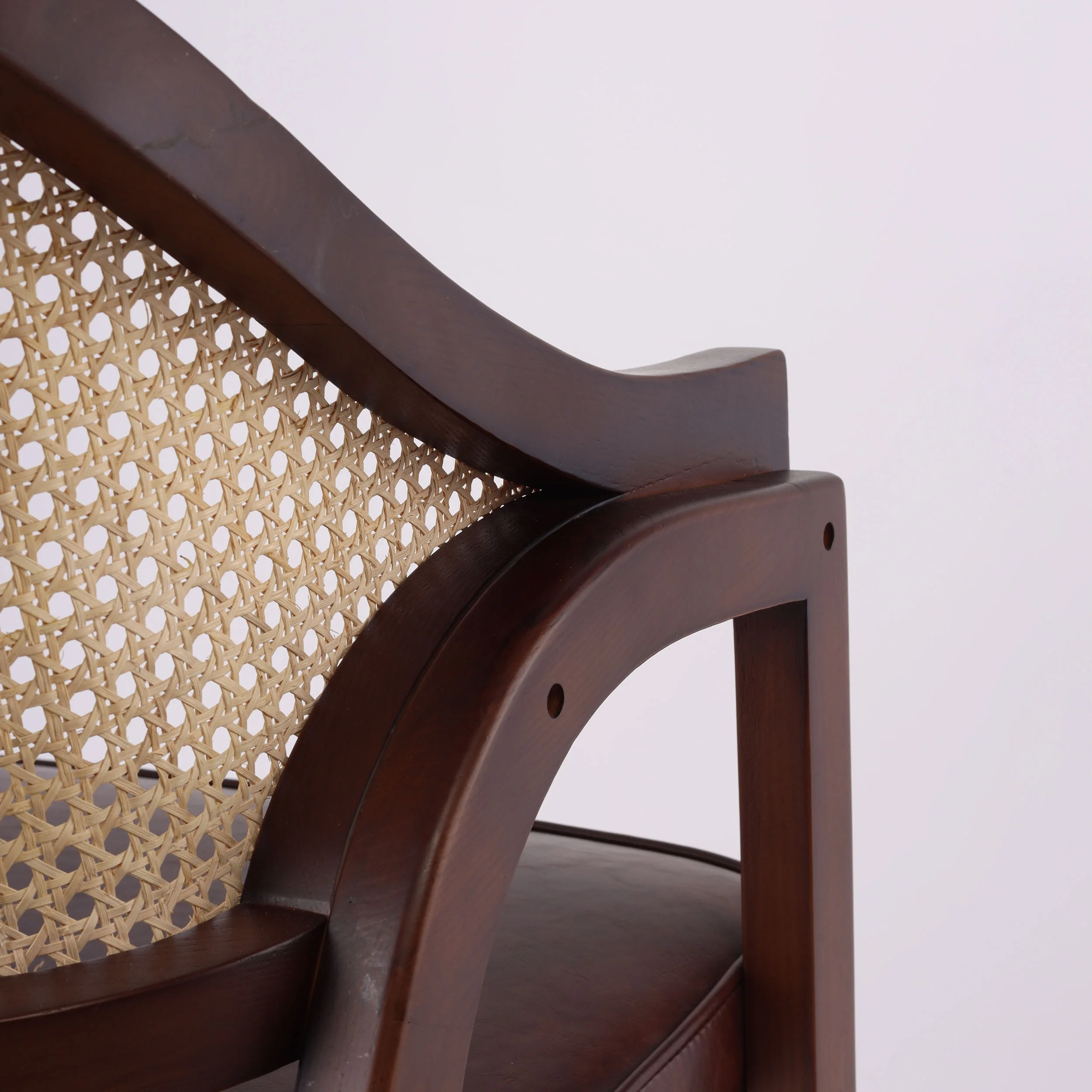 JC FURNITURE Modern wooden Armchair cushion seat rattan backrest wicker armchair restaurant dining room dining chair