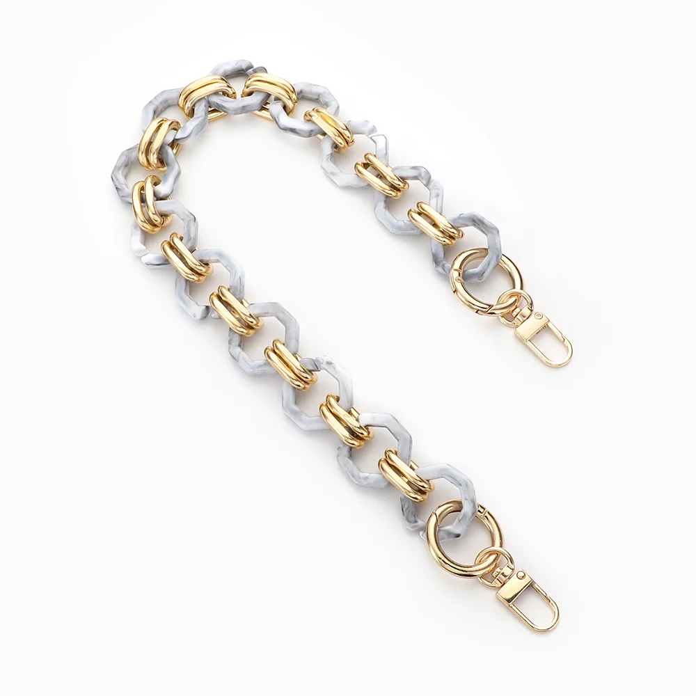 Chunky Bag Chain Handbag Chain Retro Bag Strap Decoration Marble Printed Acrylic Bag Chain