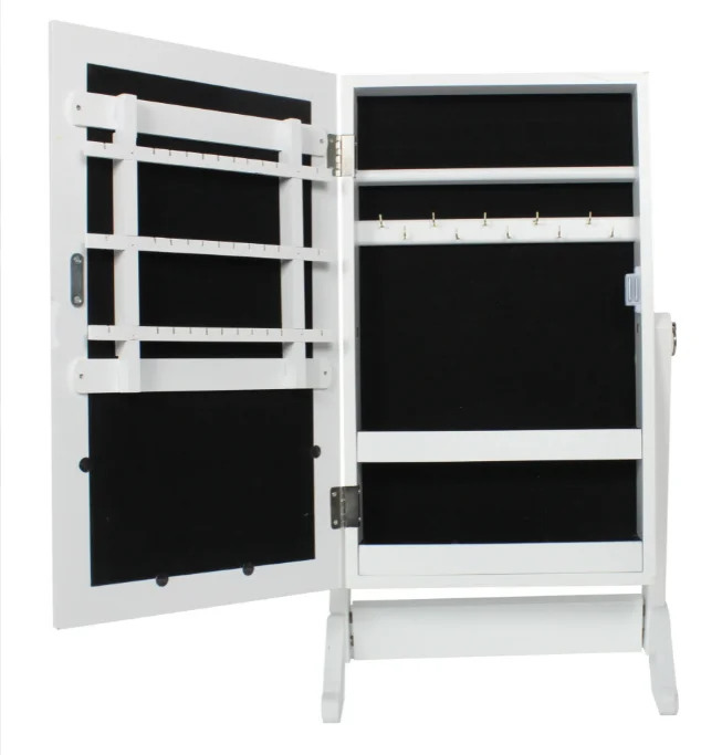 UK market E1 MDf painted Mini jeweled make up mirror wooden tabletop jewellery cabinet