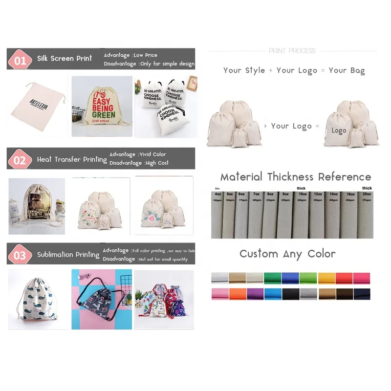 Byleading Factory Cheap Eco Friendly Logo Custom Canvas Cotton Drawstring Pouch