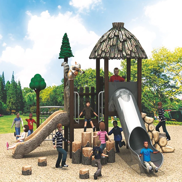 Commercial swing sets Wooden Playground baby equipment plastic Amusement Park large wood Slide