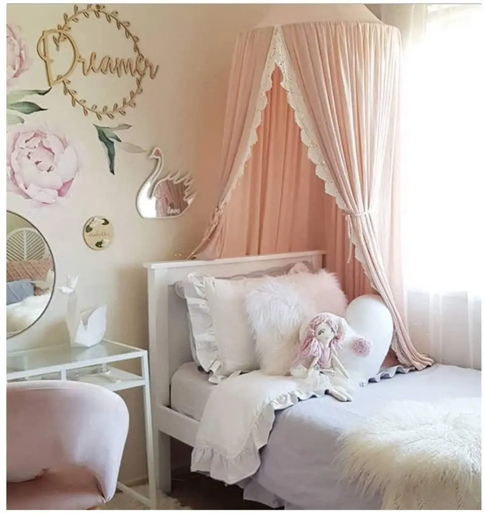 Pink Princess Children Mosquito Net Reading Corner Circular Bed Canopy