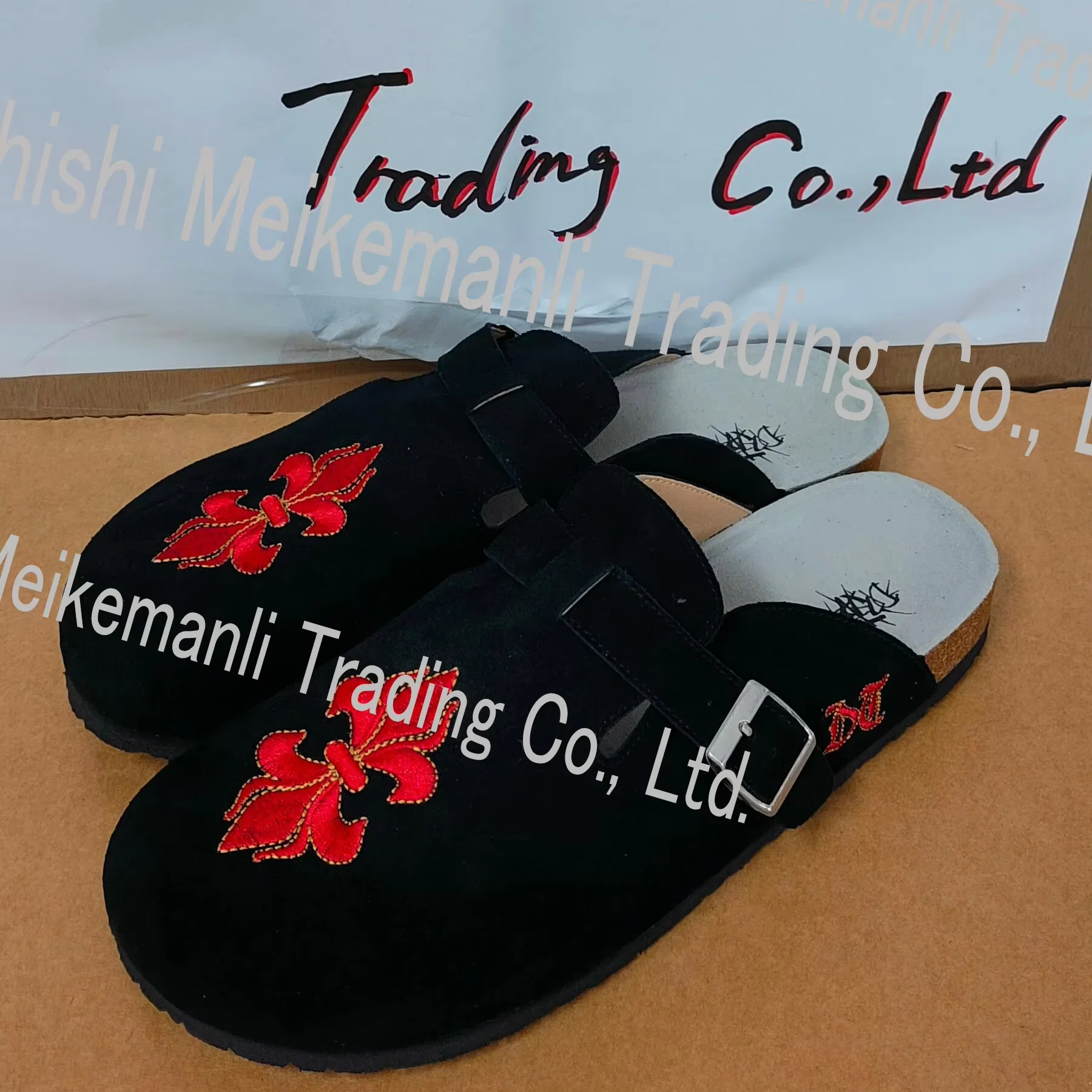 Hot Selling High Version Luxury High Quality 100% Cowhide Boston Style Clogs Cork Sole Shoes