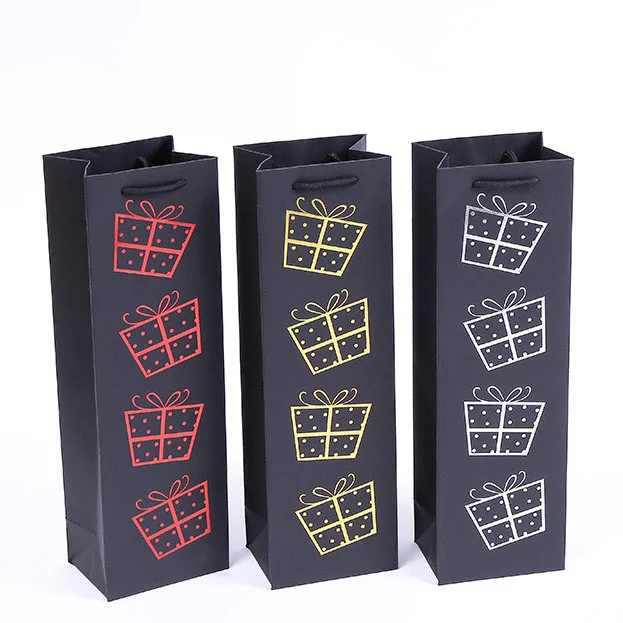 Wholesale printed wine bags wine bottle gift packaging paper bag