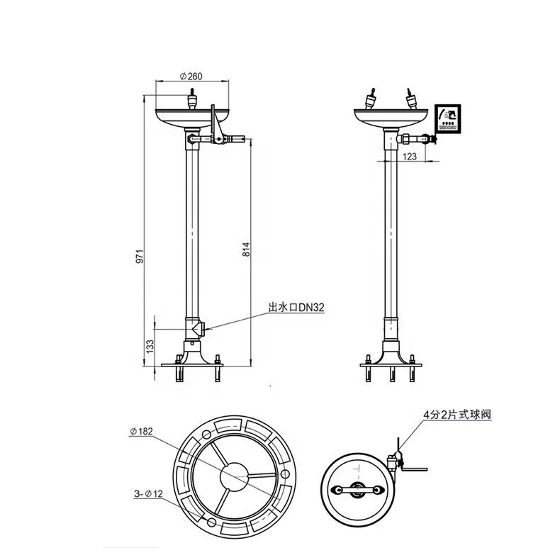 SS304/316 Eye wash Solution Vertical Eye Wash Staions With Foot Pedal
