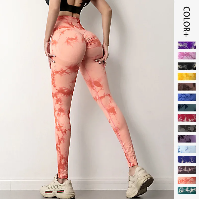 Tie Dye Yoga Pants Sport Leggings Women Seamless High Waist Push Up Woman Tights Tie-dye Leggings Fitness Seamless
