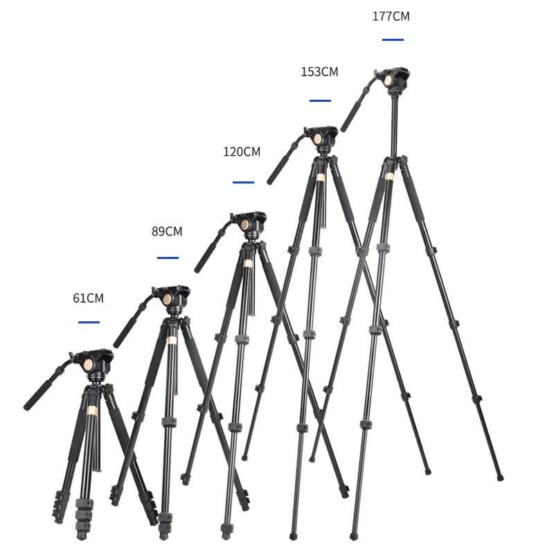 QZSD-Q640 aluminum video tripod 15kg load heavy duty telescope tripod  177cm digital professional camera tripod