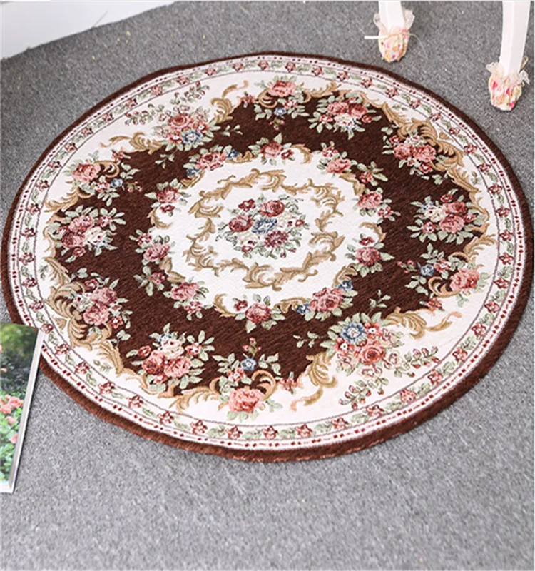 High quality 1.2m by 1.2m round european jacquard rug for bedroom