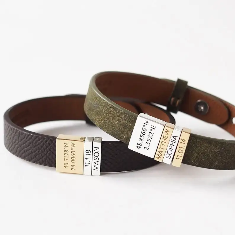 Оптовая продажа, роскошный мужской Шарм, мужские ювелирные изделия из нержавеющей стали, варп браслет, коричневый кожаный браслет/