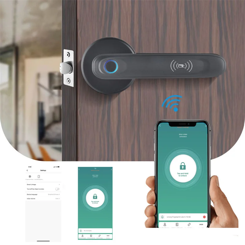 APP Smart life wifi fingerprint Password RFID card Tuya Smart Door Lock, for hotel, Apartment, Home, office, Building Lock