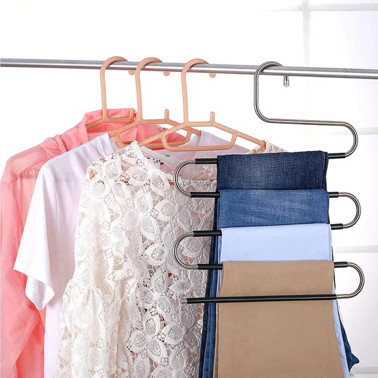High Quality Closet Magic Space Saving S Shaped Stainless Steel Hanger For Pants