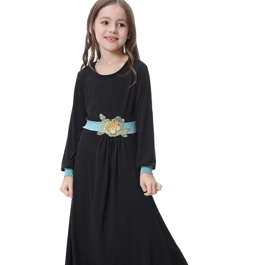 sweet muslim girls Dress Clothing Arab children Muslim Prayer Clothes kids abayas kaftan GTH603