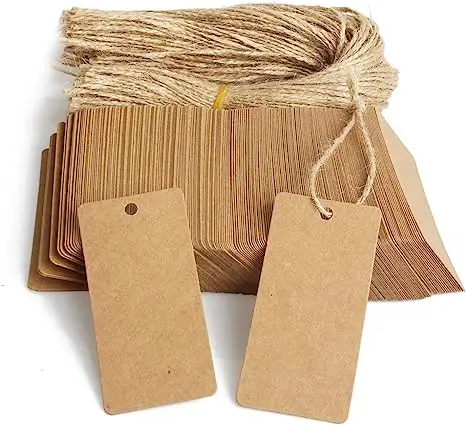 Kraft Paper Tags 100 pcs Heart Kraft Paper Gift Tags Craft Hang Tags with Free 100 Root Natural Jute Twine for Gifts