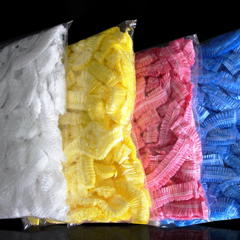 Hair Processing Waterproof Plastic Disposable Clear Hair Shower Cap for Women Hair SPA Salon Hotel Travel
