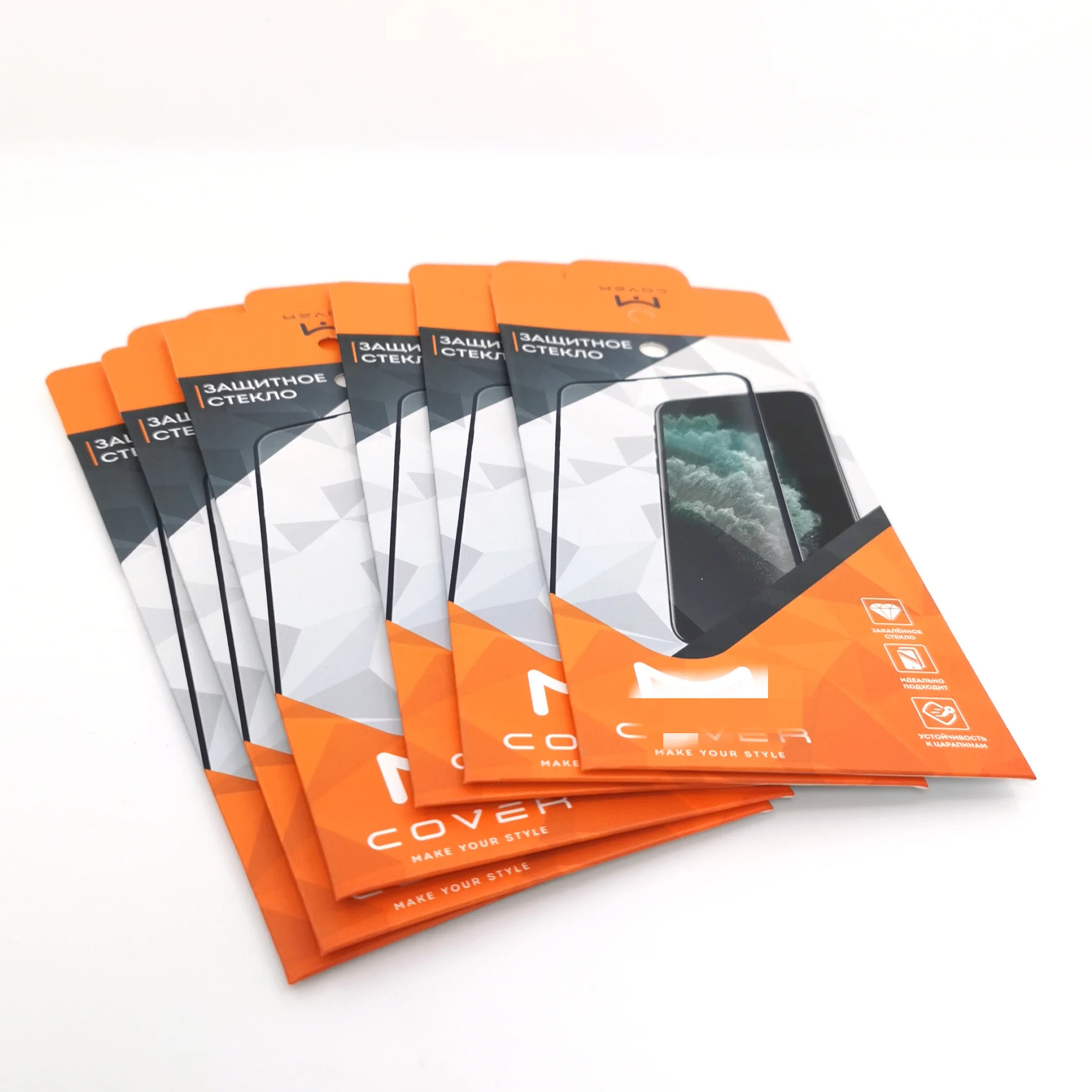 Own brand white coated paper envelopes mobile phone screen protector packaging envelope