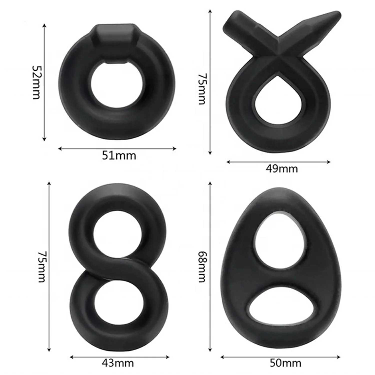 Hot Sale Clitoral Stimulation Ring Male Wear Ejaculation Delay 8-1 Liquid Silicone Cock and Ball Ring Sex Toys For Man