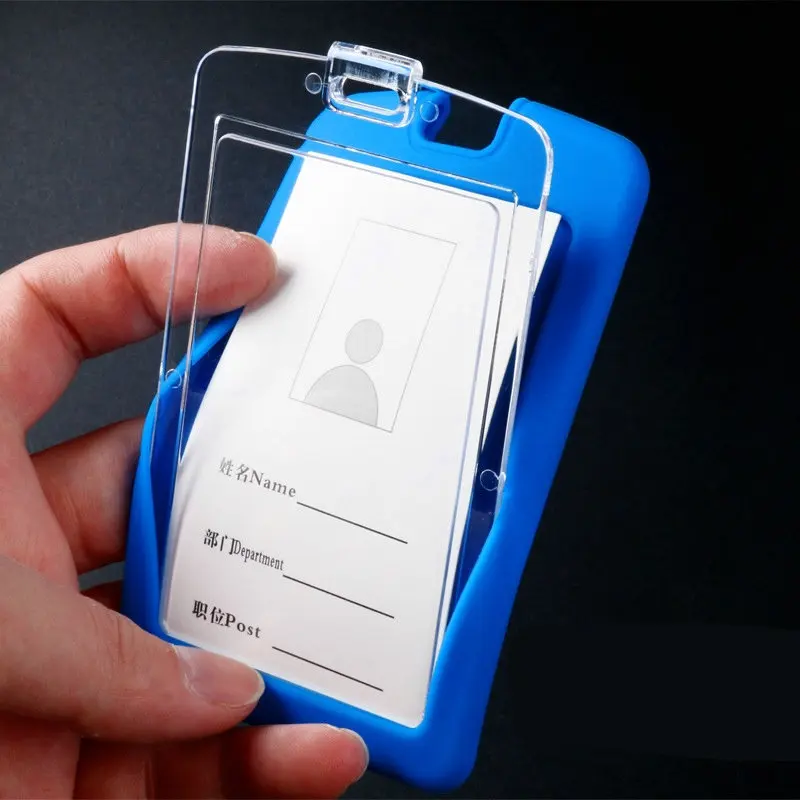 Wholesale Durable Soft Silicone Working ID Badge Card Holder Custom Logo Name Badge Holder