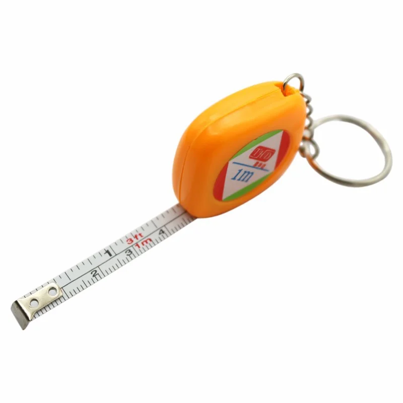 Factory direct portable yellow shell key ring retractable 1 meter tape measure