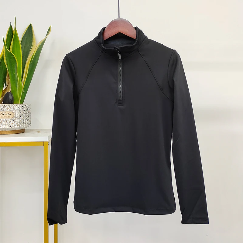 New Arrival In Stock Zipper Horse Riding Base Layer Female Riding Tops Equestrian 4 Way Stretch Fabric Women Equestrian Shirts