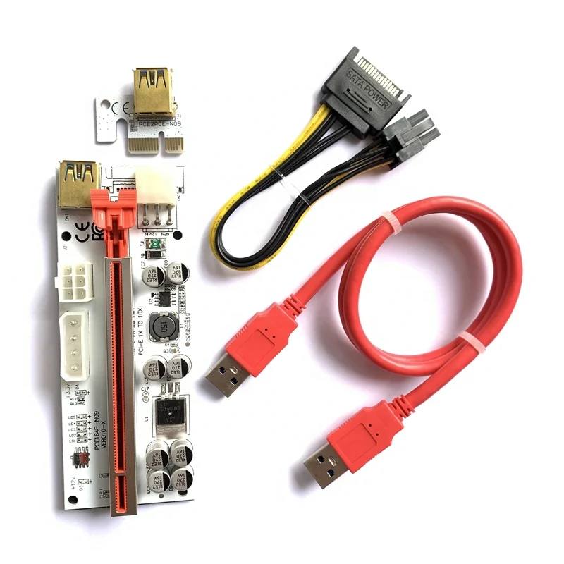 New Model Pcie riser VER 010S hub PCIE Riser  1X-16X USB3.0 Extrender card pci-e x16 riser card