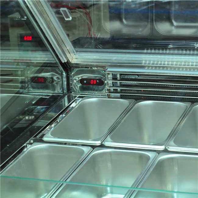 Single-Temperature 20 Plate Ice Cream Display Case Air-Cold Cooling Refrigerator Glass Door Ice Machine Use Durable Glass Cooler