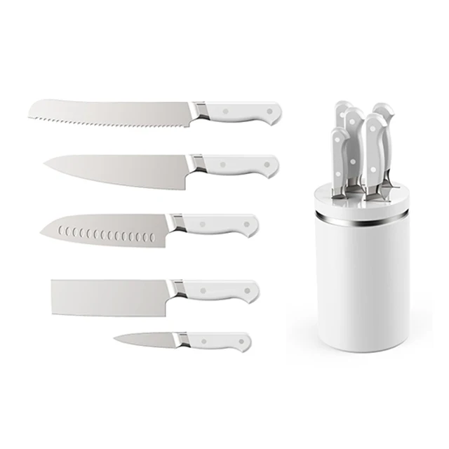 Factory Forged German Steel Kitchen Knives Paring utility Bread Santoku Chefs Knife Blaock Sets with ABS Handle