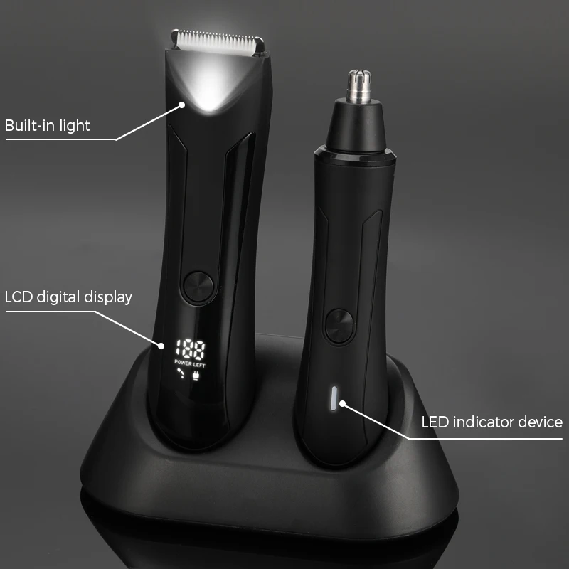 Hot Sell Personal Rechargeable Electric Men Ear Nose Trimmer Set Body Hair Trimmer Balls Groin Hair Shaver for Men