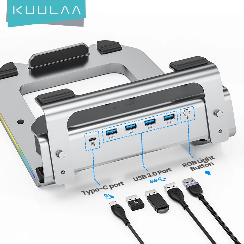 Wholesale Computer Writing Desk Portable Tabletop Laptop Stand Docking Station Multiport Adapter Network Adaptor Usb Type-C Hub