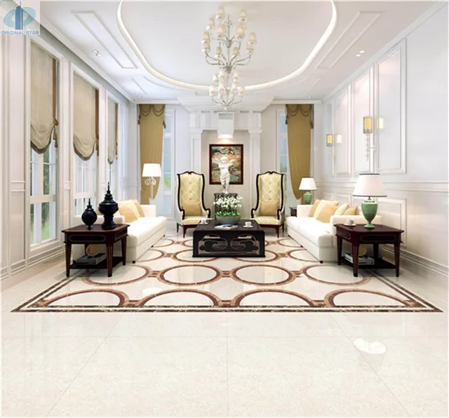 Living Room Glazed Polished Porcelain Tiles 600X600  Decorative Tiles Floor