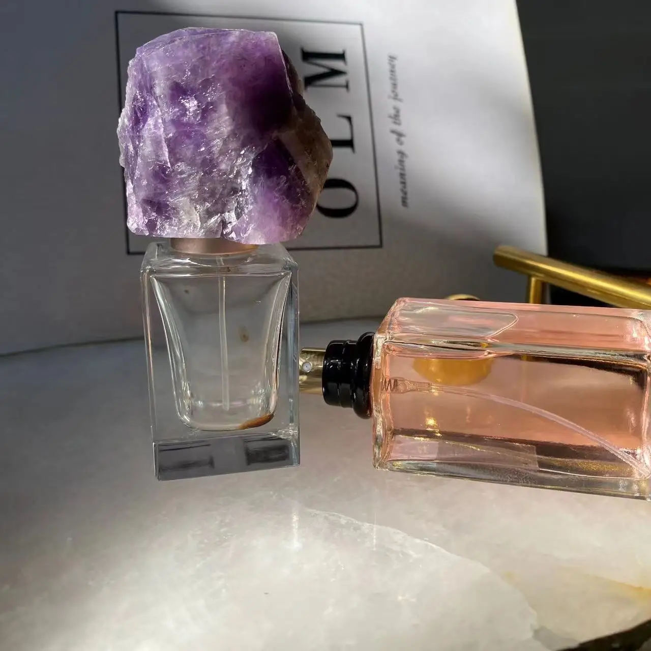 Amethyst Lapis Lazuli Red Jasper Green Fluorite Aventurine Jade Crystal Sodalite Opal Natural Stones Gems Perfume Bottle Caps