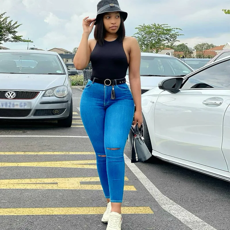 Fashion Skinny Jeans Denim trousers women clothing jeans denim pants personality lady fringed brushed casual trousers