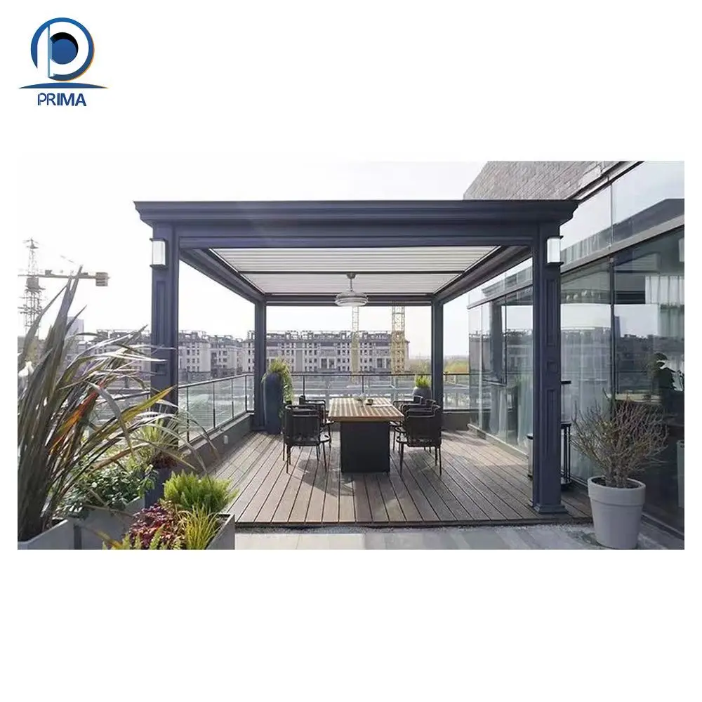 Orient Customized Comfortable Design Pavilion Bioclimatic Gazebos Waterproof Outdoor Waterproof Pergola Roof Ideas
