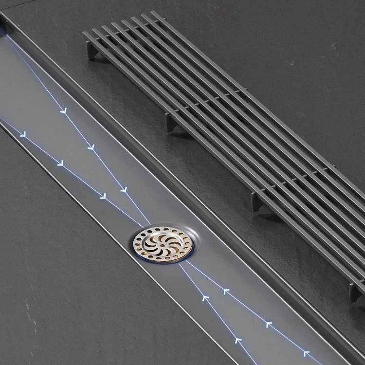 Wholesale china wholesale linear drain shower black stainless steel floor drain linear drain with Water diversion line