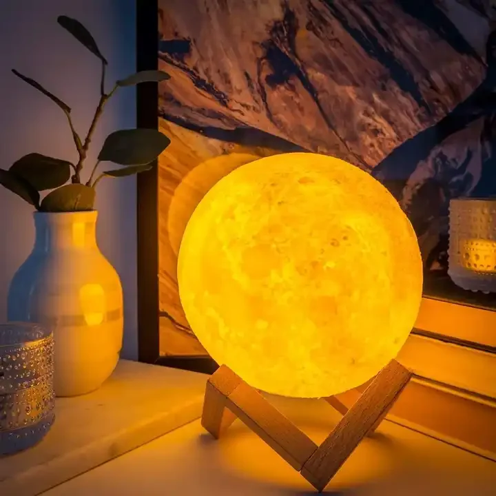 PVC Lunar Light Gift Rechargeable 16 Colors Touch moon light Change Remote 3D Printing Globe Moon Light LED 3D Moon Lamp