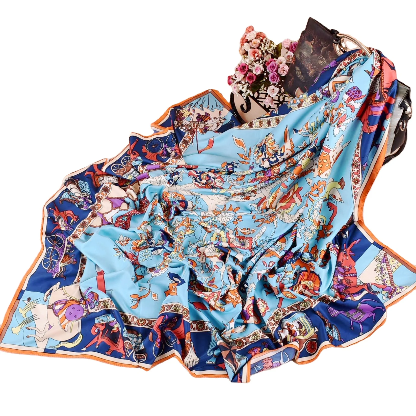 130*130 большие размеры НОВОЕ пополнение детских зимних 2021 осень саржа шелковые шарфы оптом женские вокруг Прямая продажа с фабрики