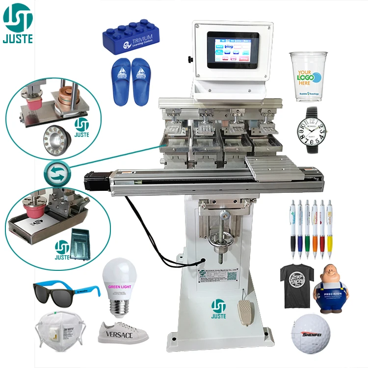 4 Color Pad Printing Machine Full Electric Fuji Film Cliche Positive Plastic Plate Melamine Pad Printer For Hanger Cloth Clothes