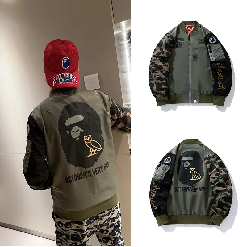 2024 Embroidered streetwear custom sweatshirt bapees jack High quality bathing ape ovo basketball jacket coats for men Owl Camo