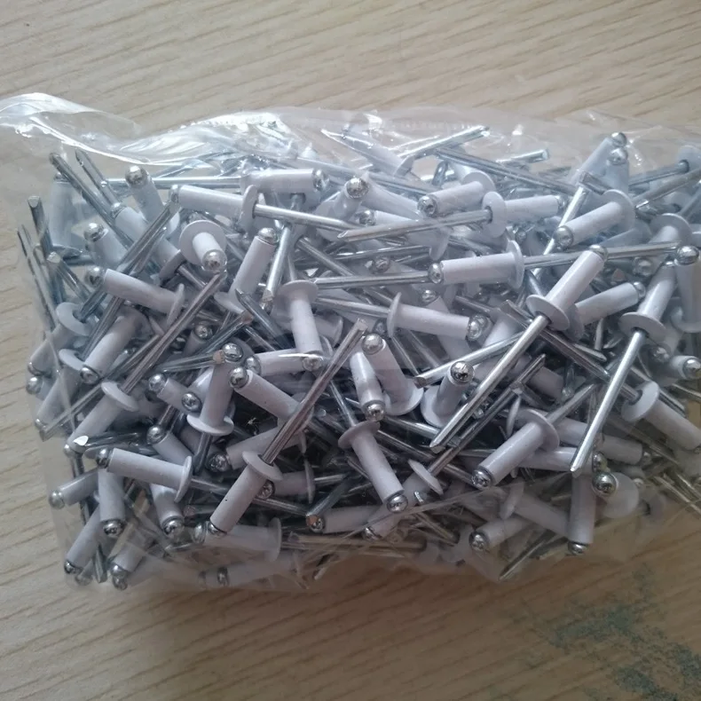DIN7337 Steel aluminium open type round head colored anodized white painted pop Rivet
