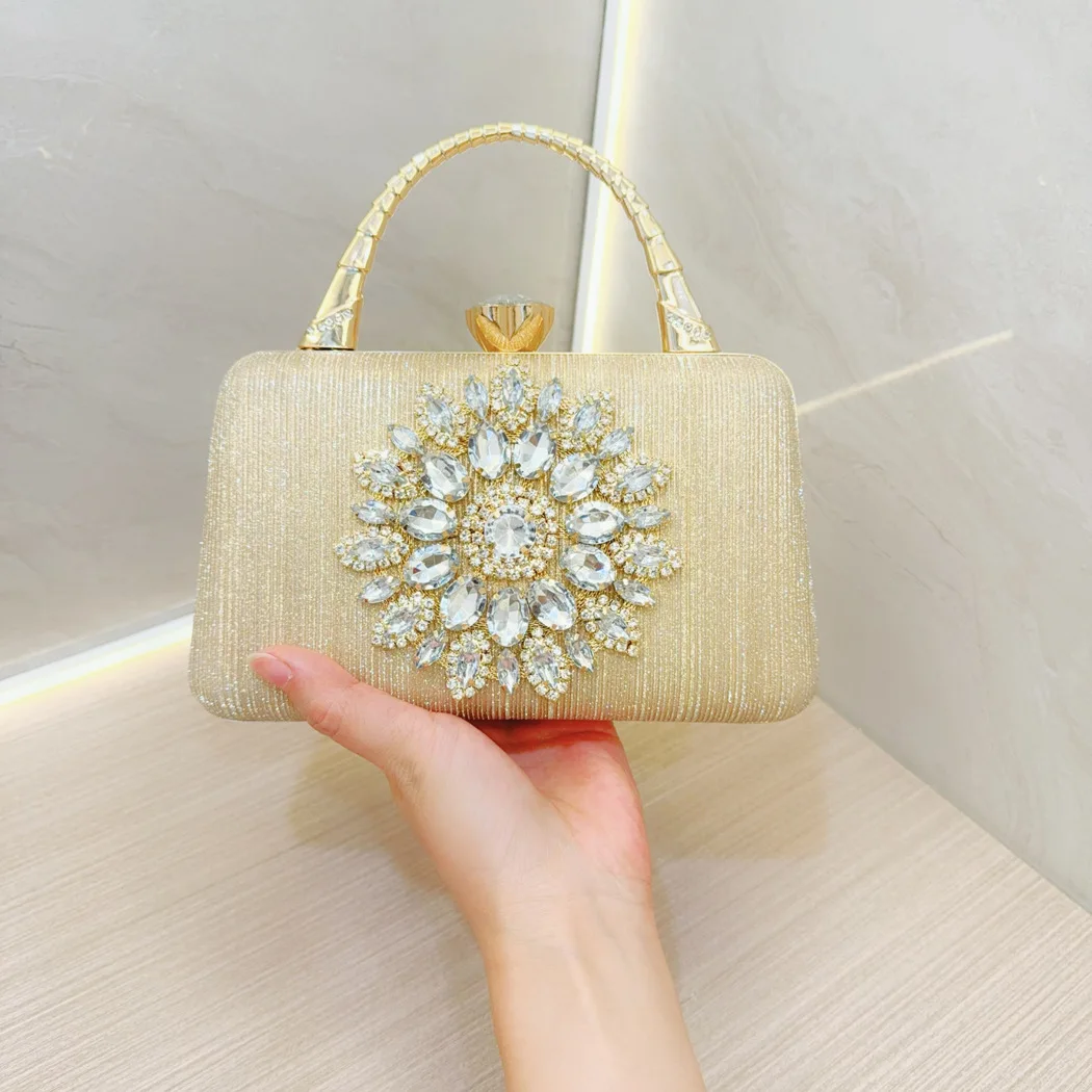 Wholesale New Fashion Pu Leather Ladies Crystal Metal Handbags Clutch Evening Party Bag Women Evening Bags